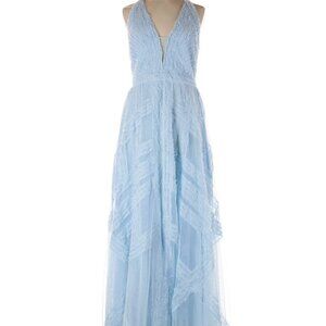 Bcbgmaxazria Cocktail Dress Size 12 Ethereal Light Blue Lace Maxi Dress with Plu